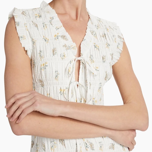 Rails Dion Small Midi Dress White Amaryllis Floral Print Drop Waist 100% Cotton - Picture 8 of 9